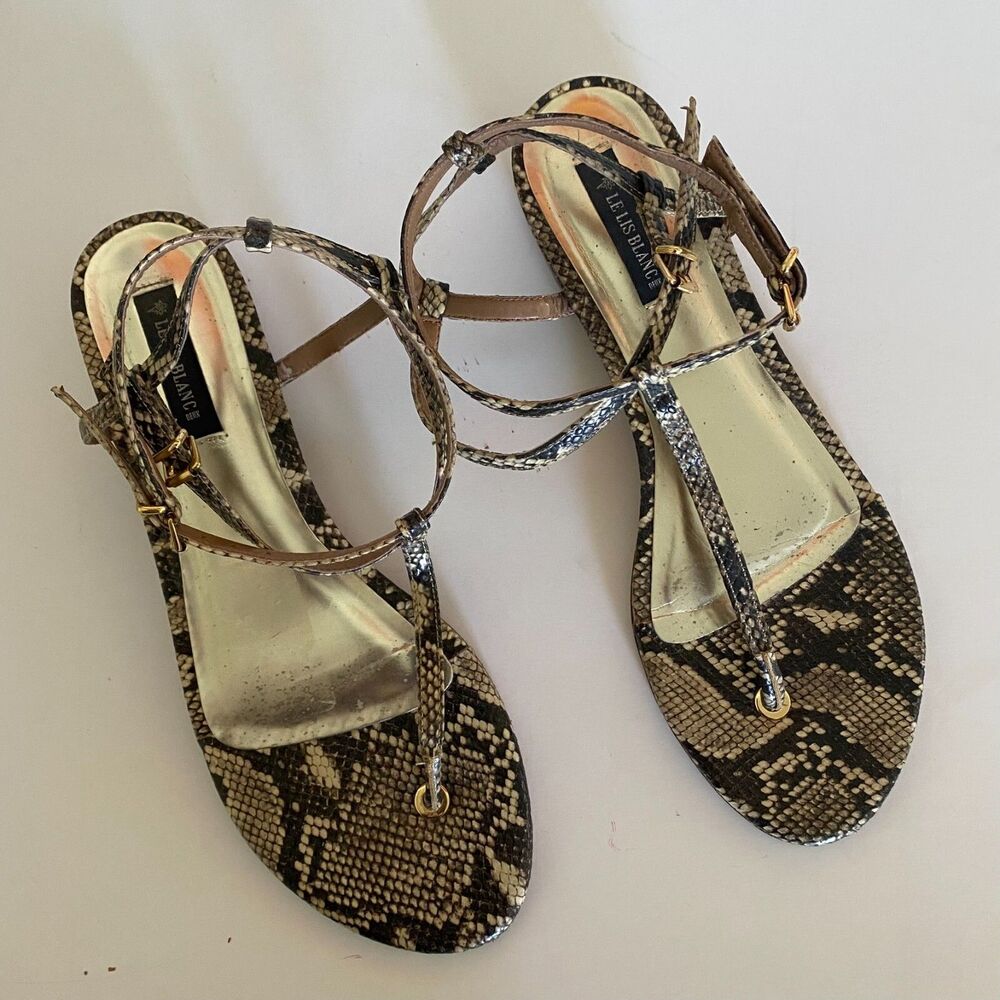 Le Lis Blanc Womens Sandals‎ Flat Fashion Flip Flops Shoes Python print Size 39